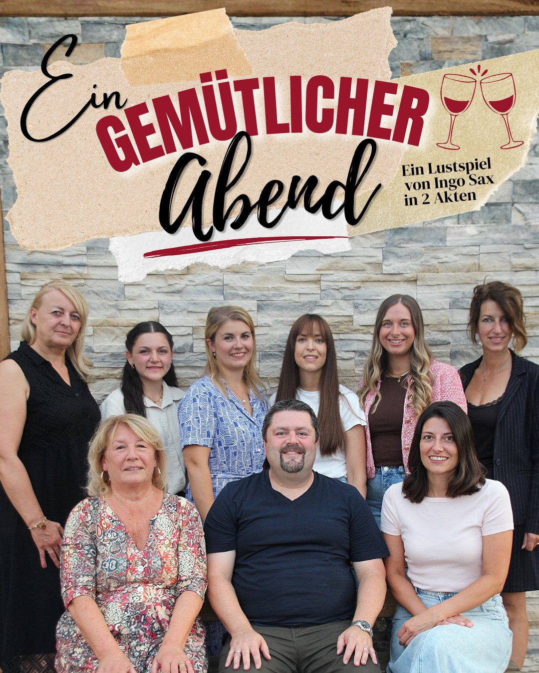 Plakat zum Stück „Ein gemütlicher Abend“, ein Lustspiel von Ingo Sax in 2 Akten